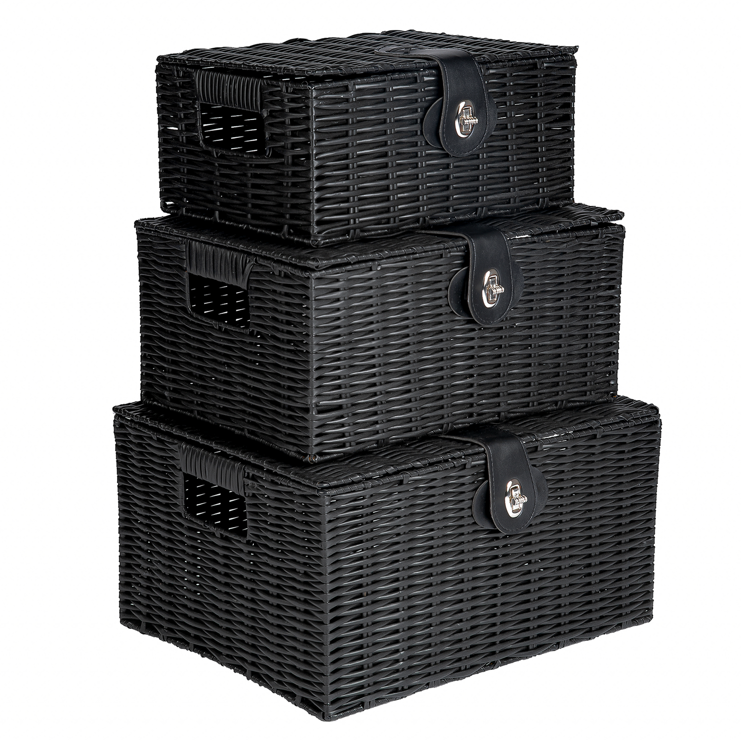 Image of Resin Wicker Storage Basket Set With&hellip;