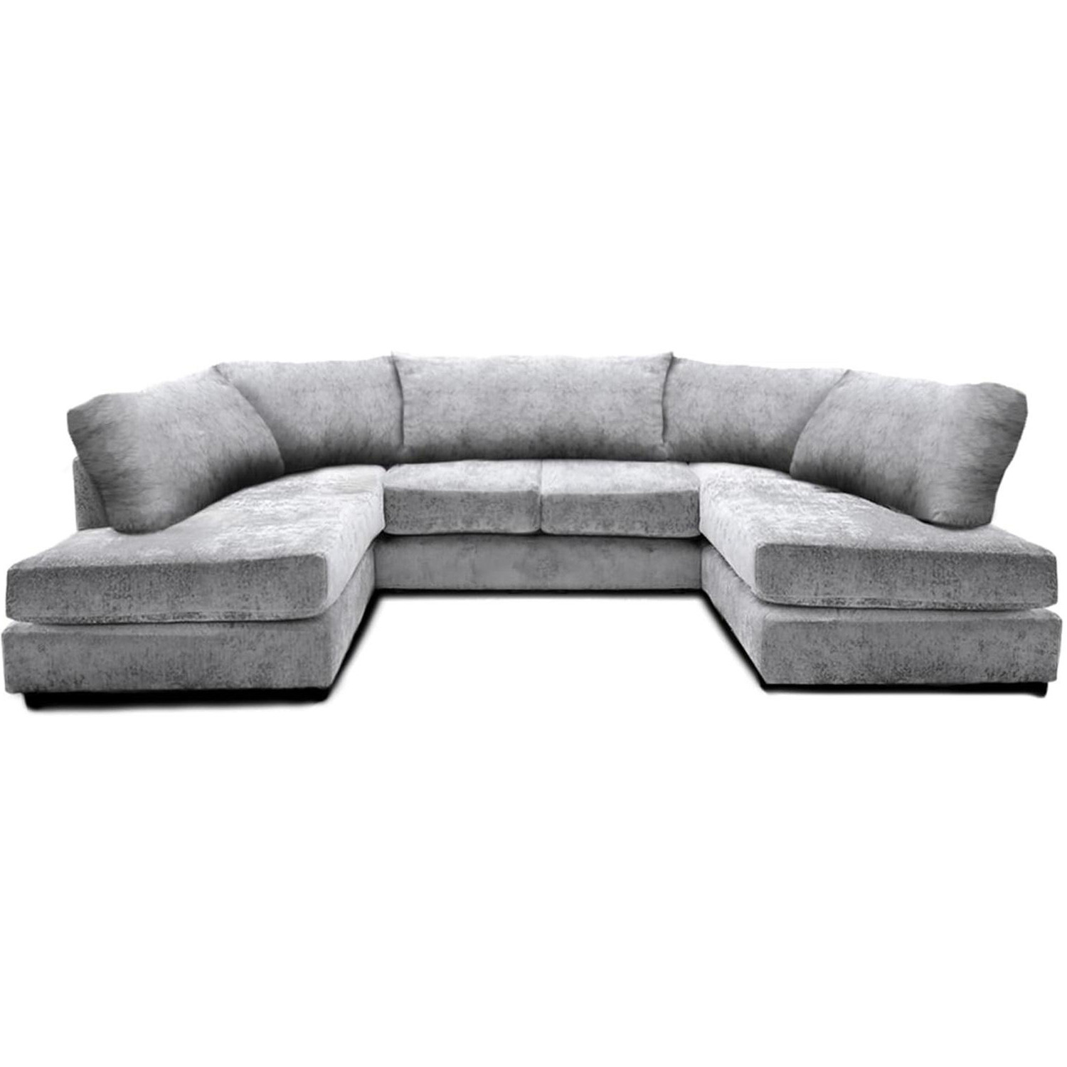 Cambridge U Shape Soft Chenille Full Back Sofa - Silver