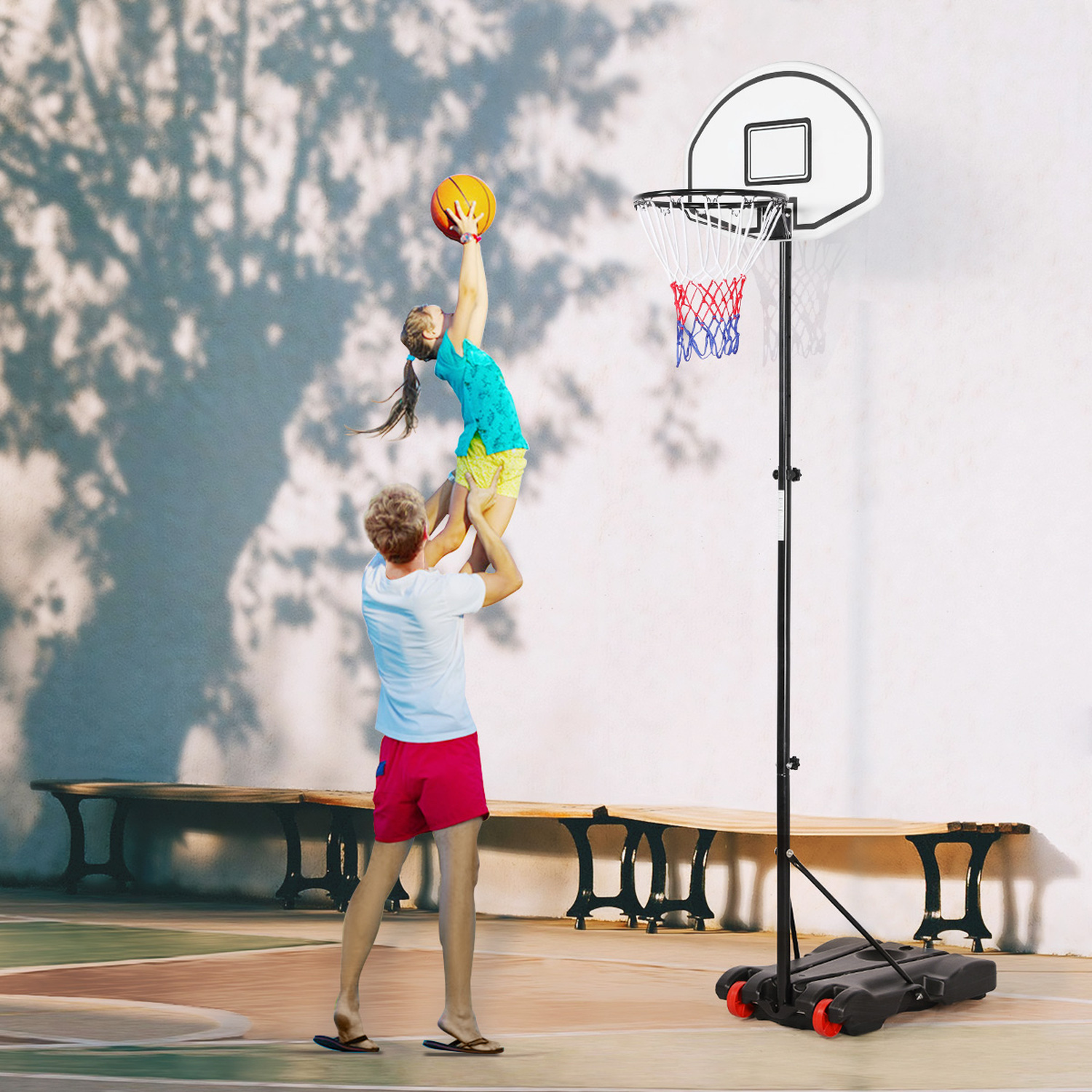 Portable Adjustable Basketball Hoop - Black