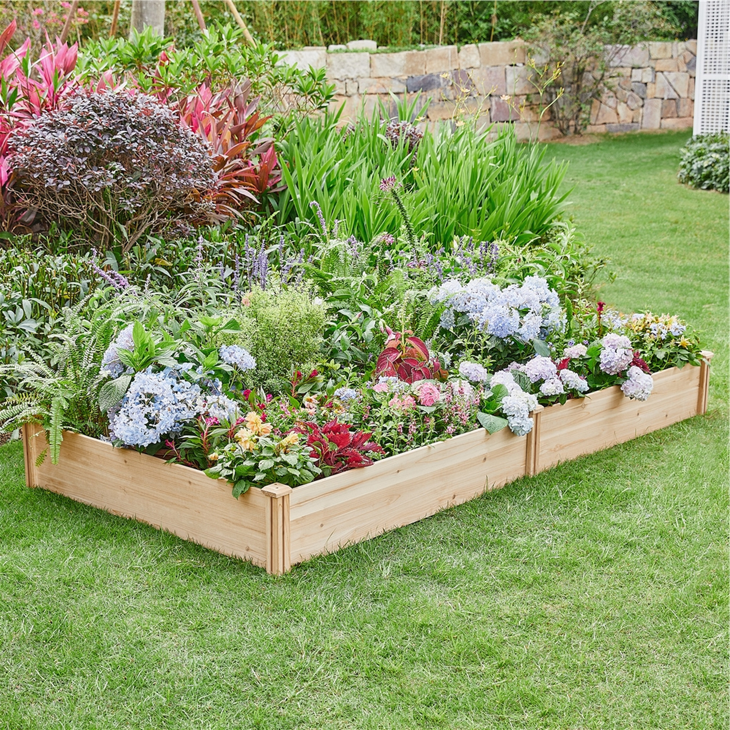 Yaheetech Divisible Planter Box Garden Bed - Wood / 124cm