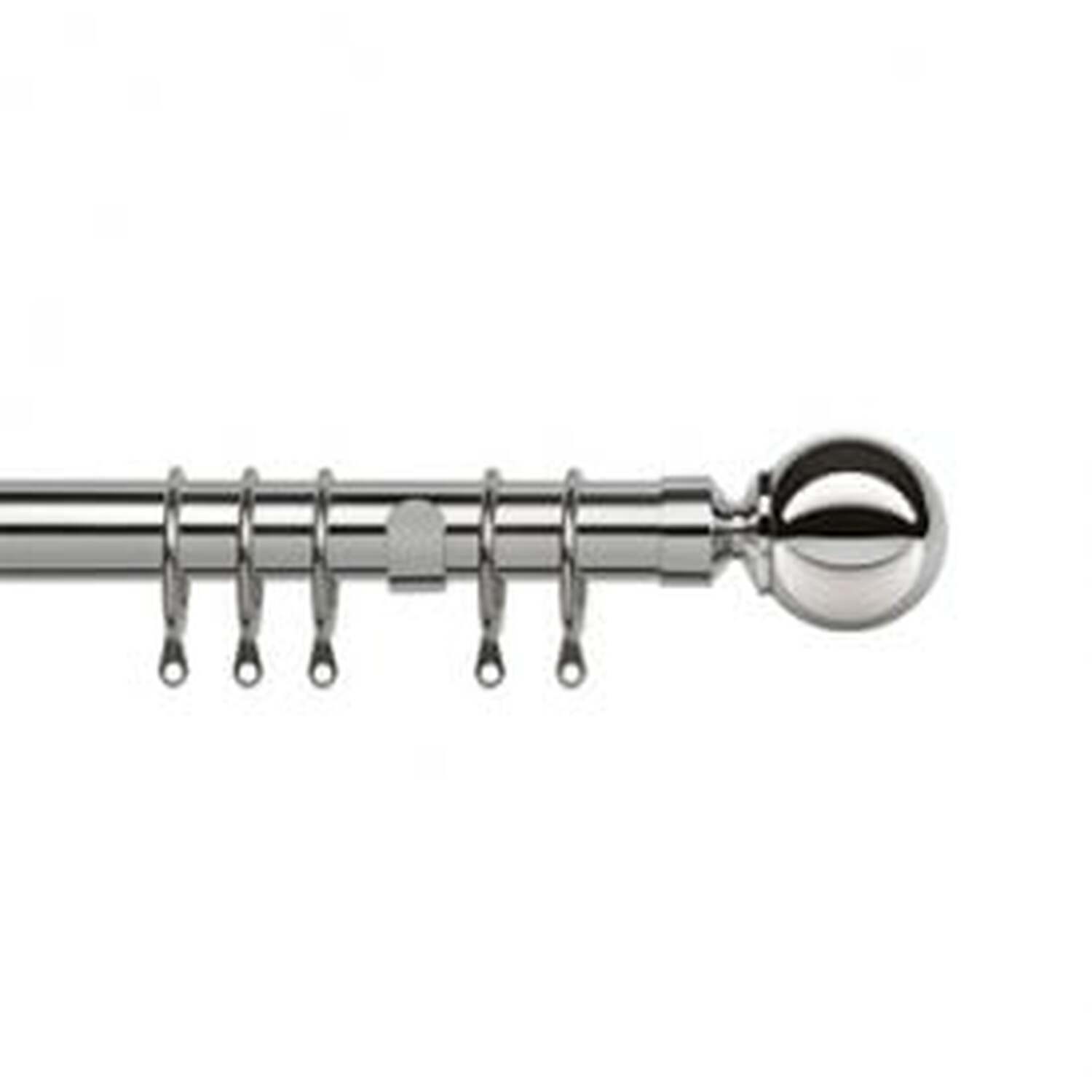 25-28mm Ball End Chrome Metal Curtain Pole Set - Chrome / 200cm