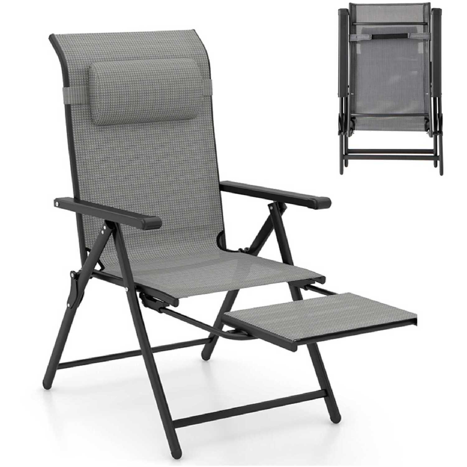 Folding Patio Chair Lounge Chair - Grey