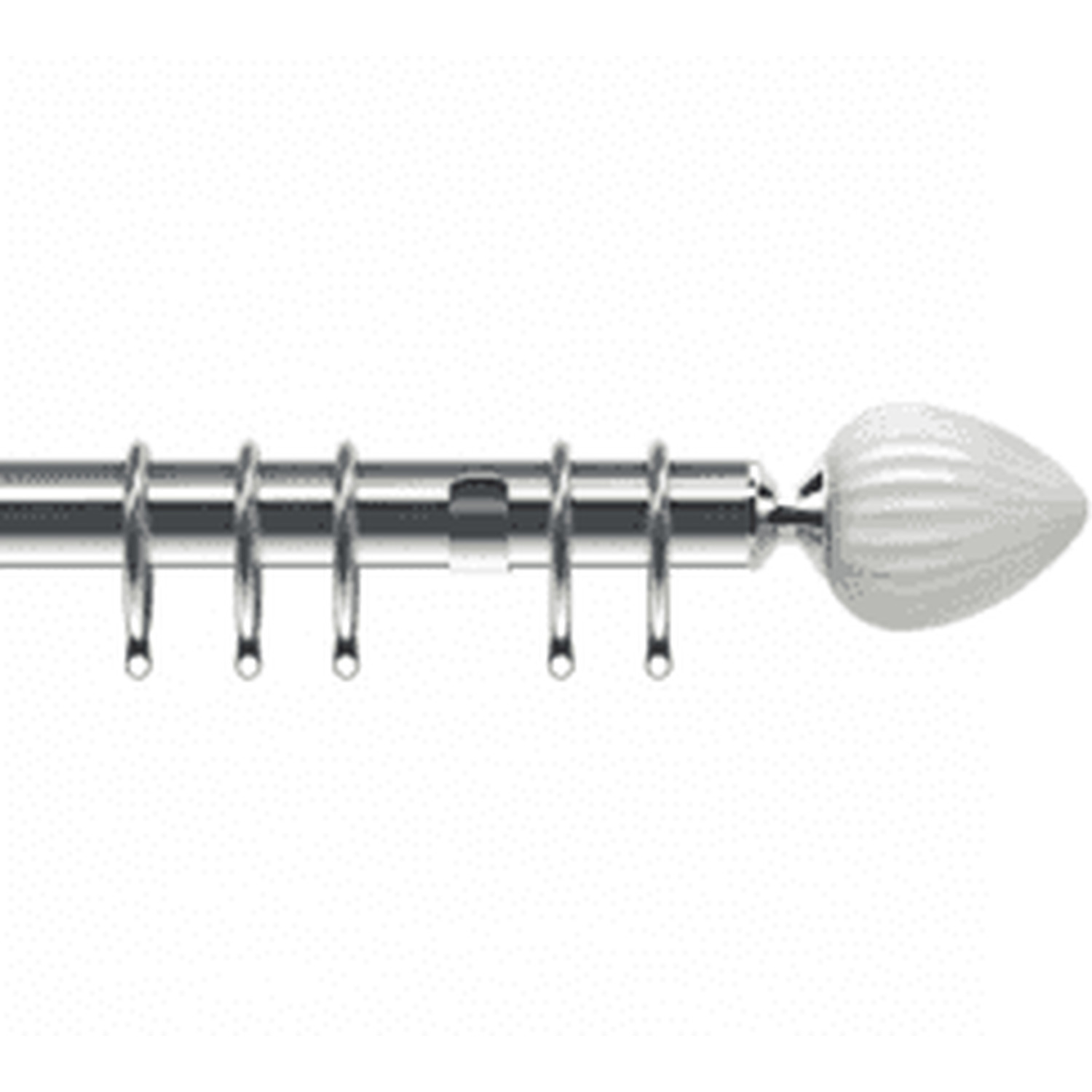 25-28mm Realm End Satin Silver Metal Curtain Pole Set - Silver / 200cm