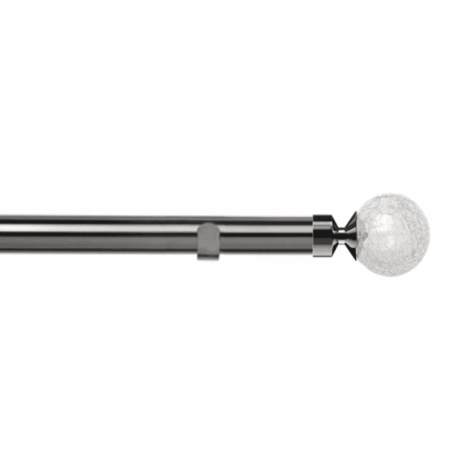 28mm Fixed Length Metal Eyelet Curtain Pole Set - Crash Finial - Polished Graphite / 100cm