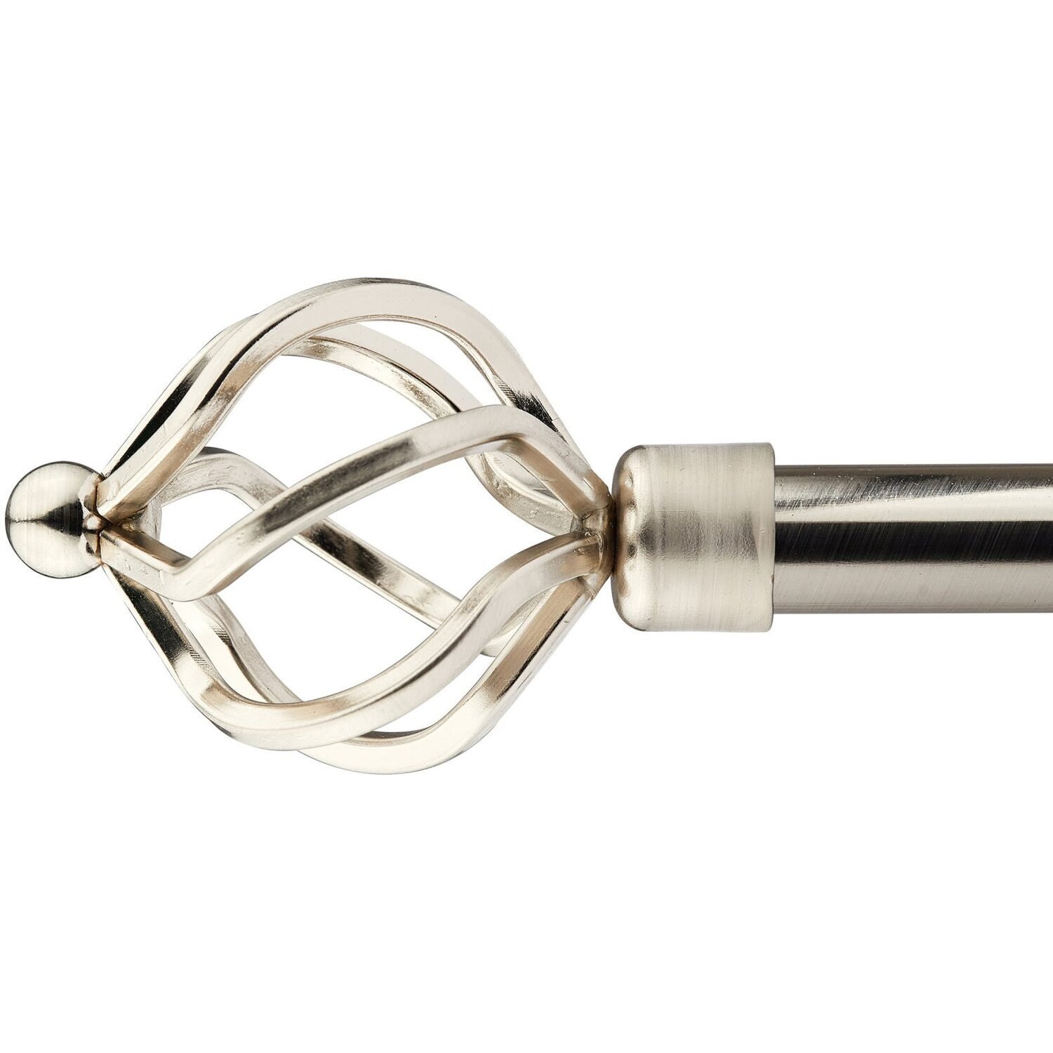16-19mm Cage Extendable Eyelet Metal Curtain Pole Set - Satin Silver / 120cm