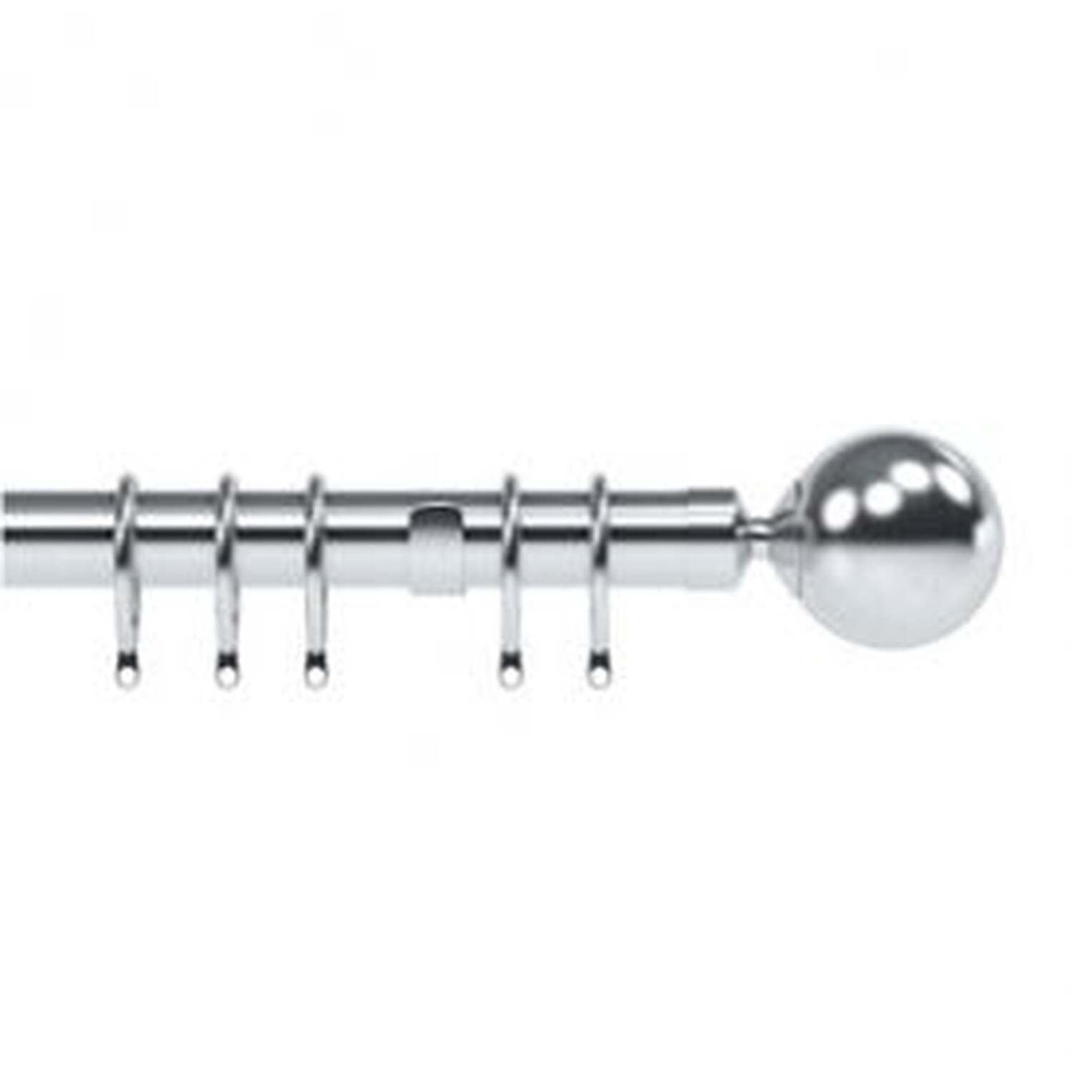 28mm Nikola Satin Silver Ball End Metal Curtain Pole Set - Silver / 200cm