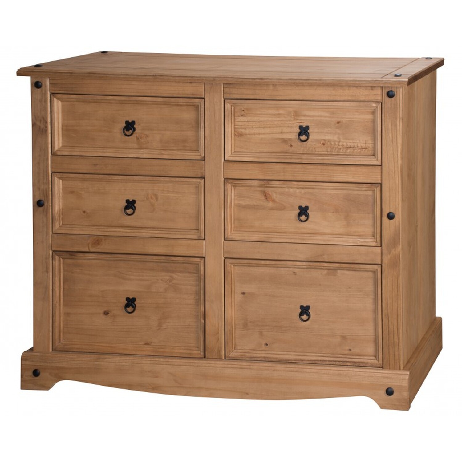 Mercers Furniture Corona 6 Drawer Wide Chest Of Drawers Solid Wood Pine Wooden - Antique Wax