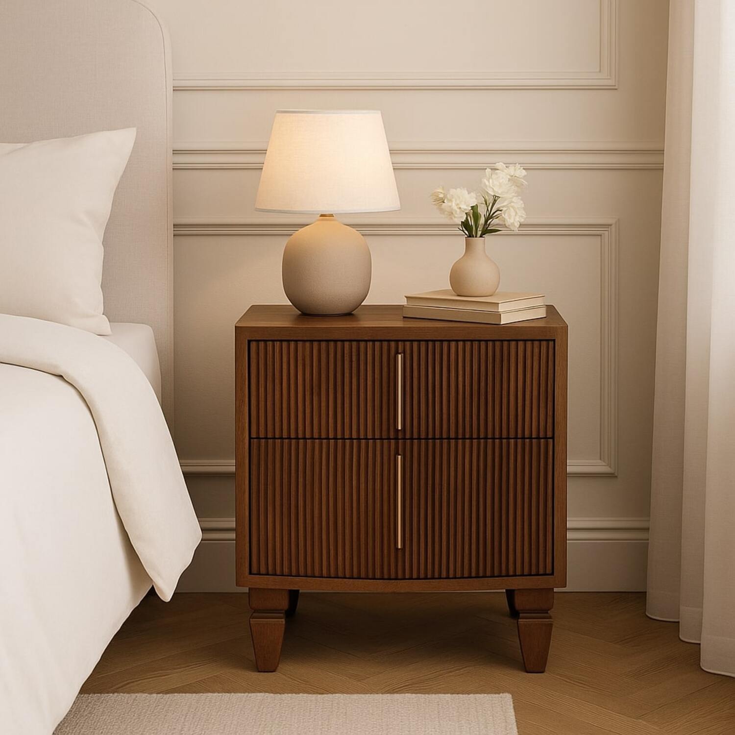 Solid Wood Harper Nightstand - Amber Oak