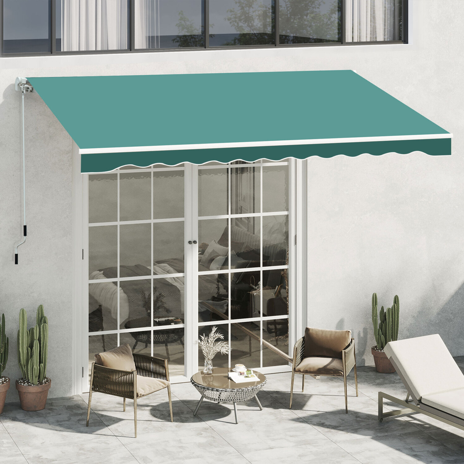 Image of Outsunny Garden Manual Awning Canopy -&hellip;