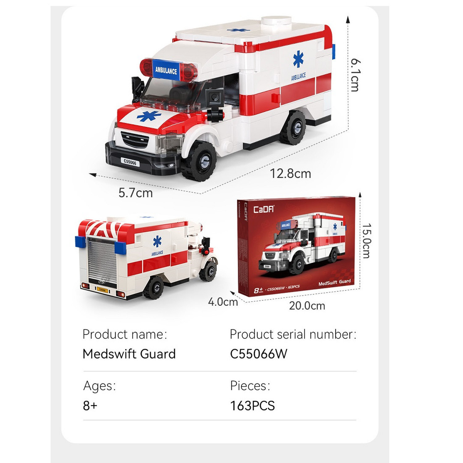 CaDA MedSwift Ambulance Van - 163 Piece Brick Build Model Kit - Image 10