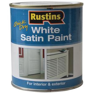 Rustins Quick Dry White Satin Paint 500ml - WHISW500 - Perfect for Wood, MDF, and More