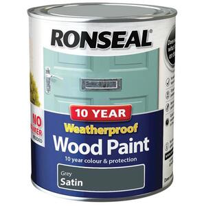 Ronseal 10 Year Weatherproof Wood Paint Grey Satin 750Ml