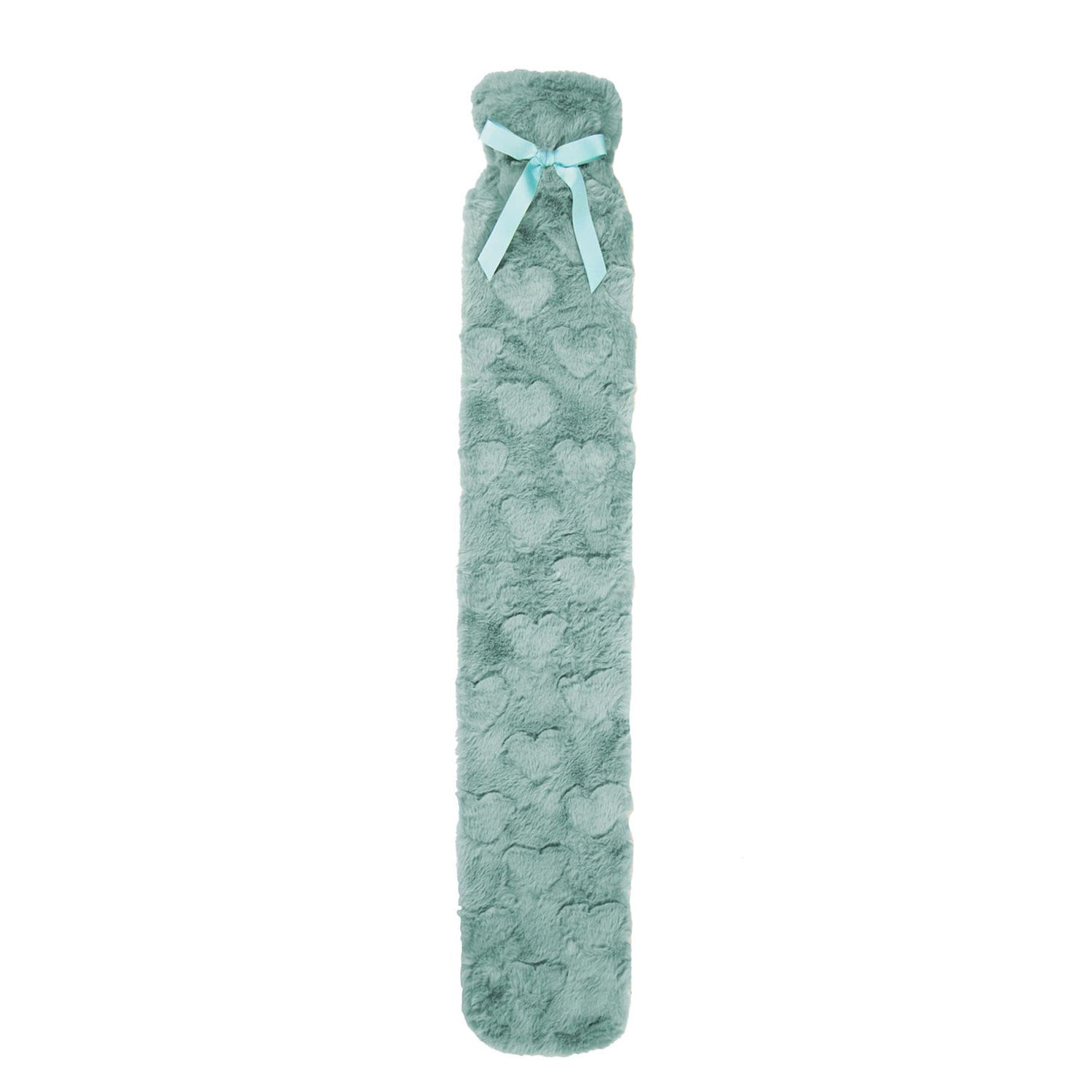 K Collection Heart Extra Long 2L Hot Water Bottle And Cover - Sage Green