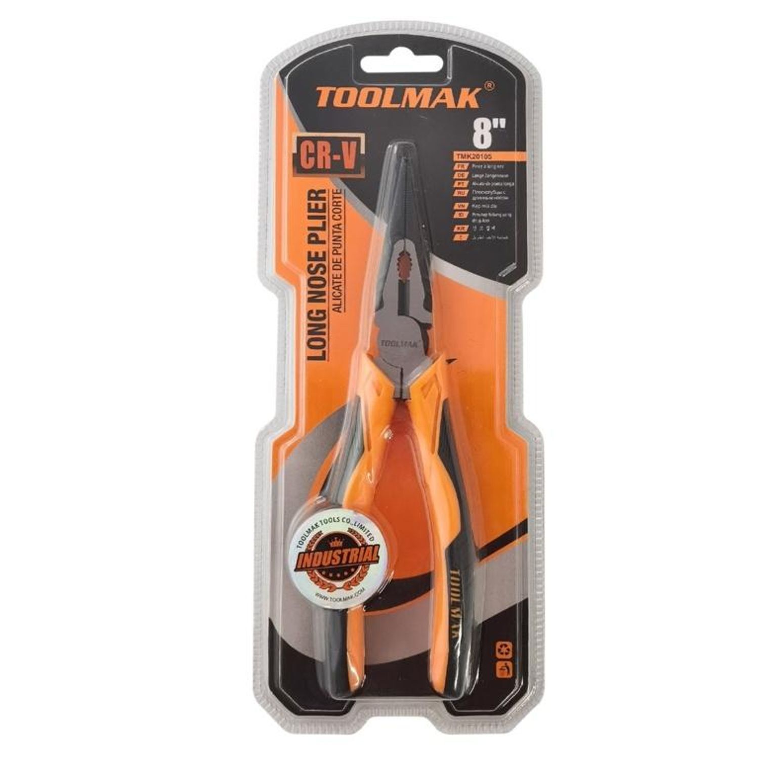 Toolmak Long Nose Pliers - Orange/Black