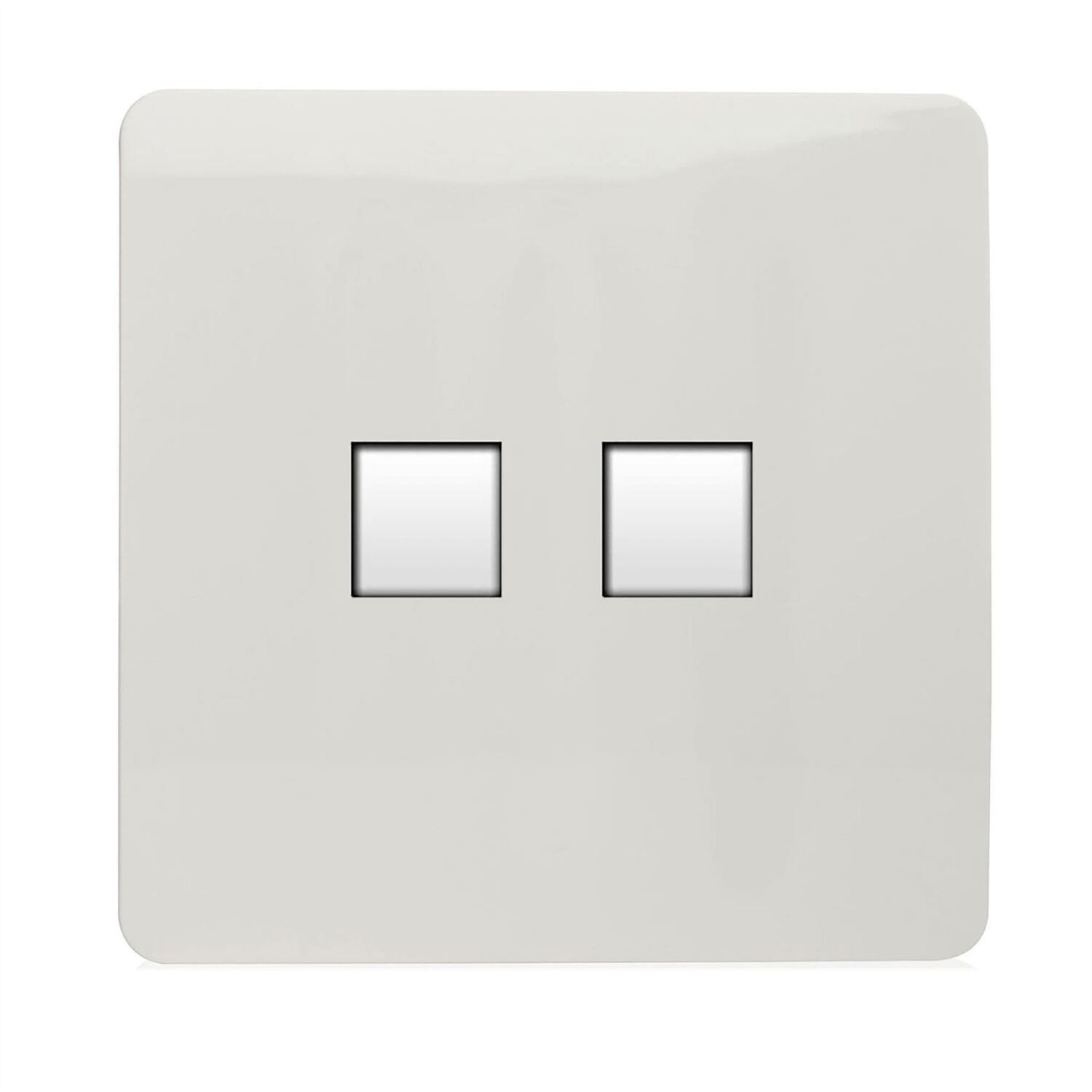 Trendi Switch 2 Gang Rj45 Cat 5E Pc Ethernet Socket - Ice White