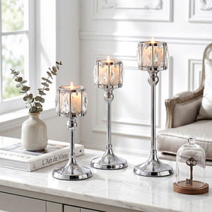 Lifeideas Set of 3 Crystal Candle Holders