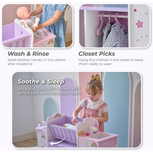 Teamson Kids Olivia¿s Little World 6-in-1 Wooden Doll Nursery