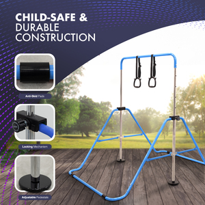 KAYMAN Foldable Gymnastics Horizontal Bar for Kids & Hand Protection Wrap