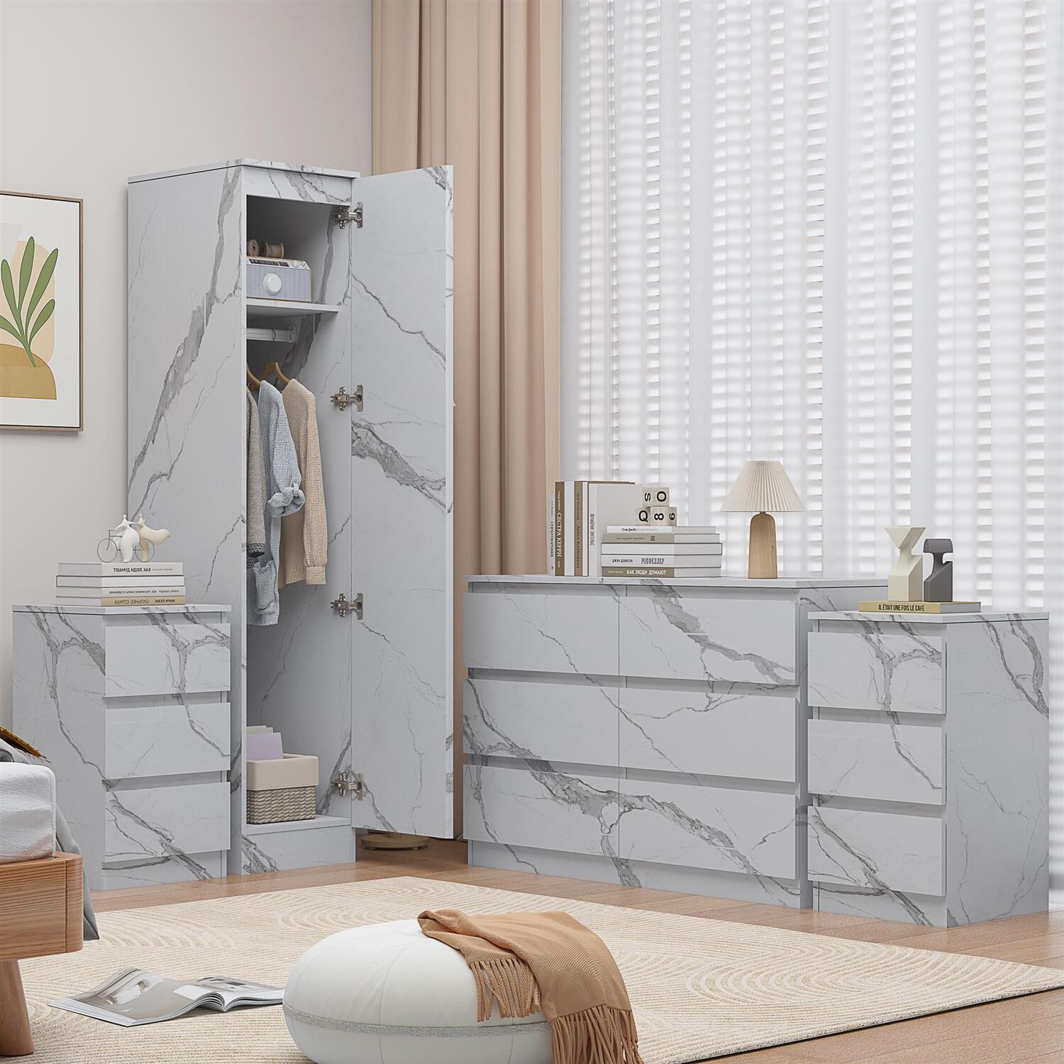 ZITA Marble Effect Bedroom Set