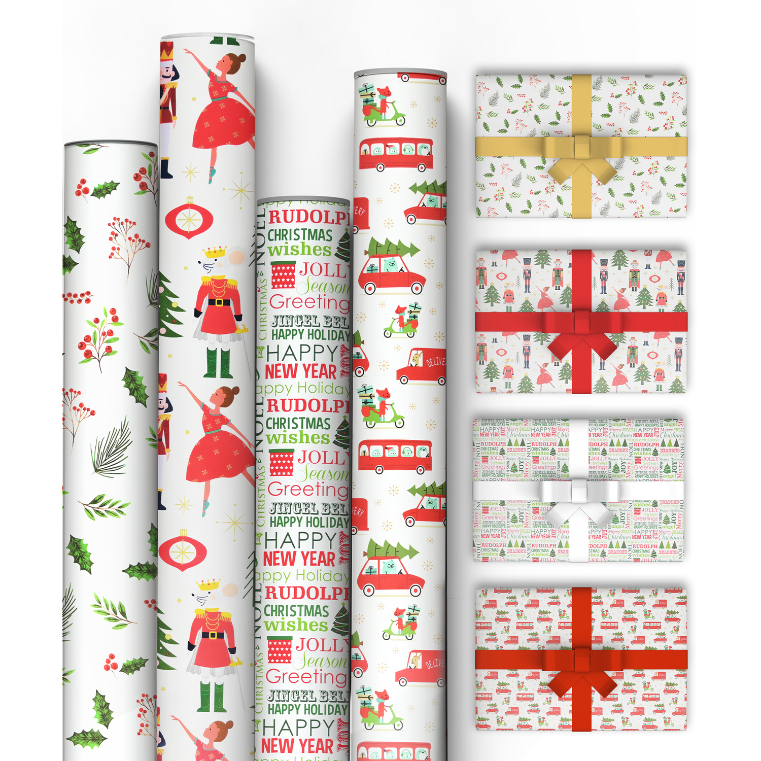 Kraft & Co Christmas Wrapping Paper - 4 Pack, Festive Design, 69cm x 8m | Thick Kraft Paper Sheets, Eco-Friendly, for Christmas Gift Wrap & Arts And Crafts, 32M Total - Image 2