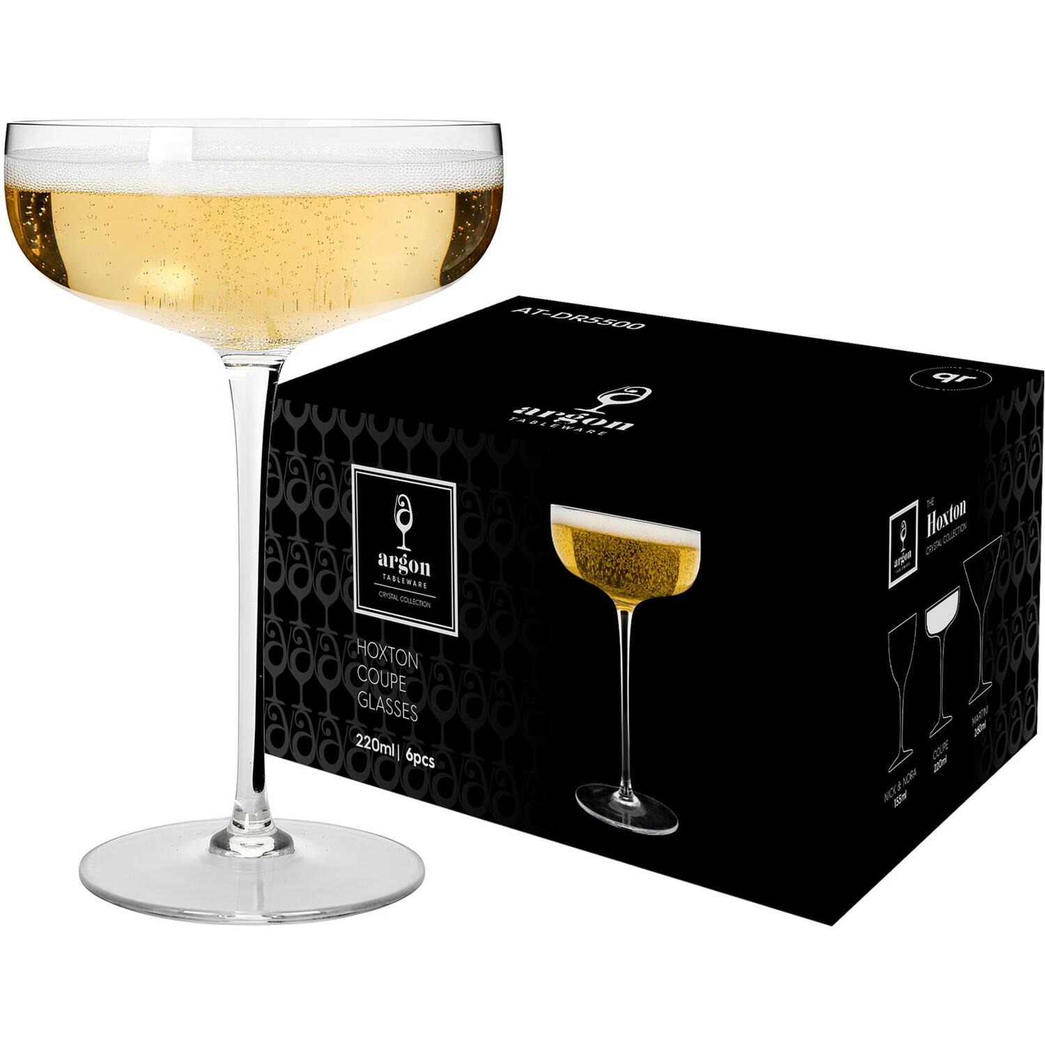 Argon Tableware Hoxton Crystal Champagne Coupe Glasses - 220Ml / 24