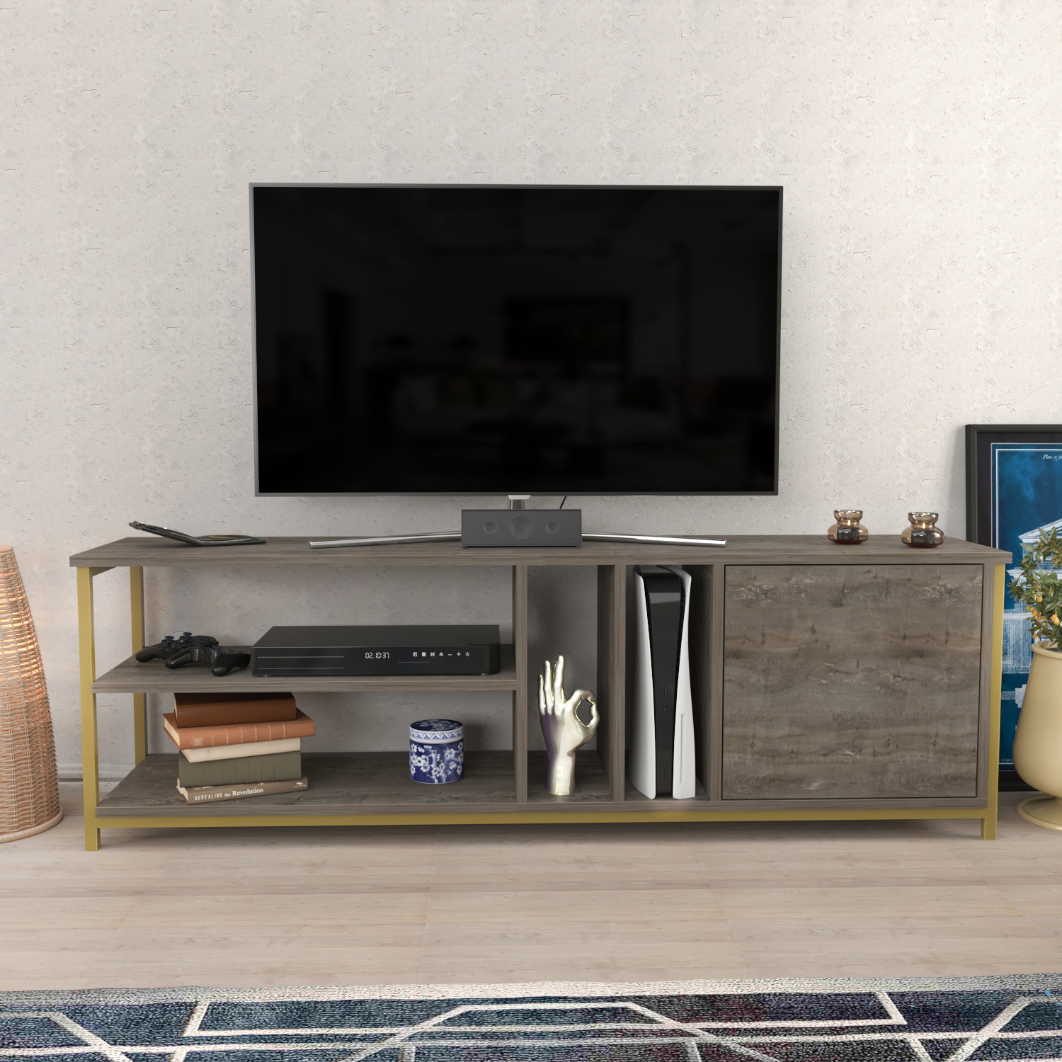 Oneida TV Unit - Wenge and Gold