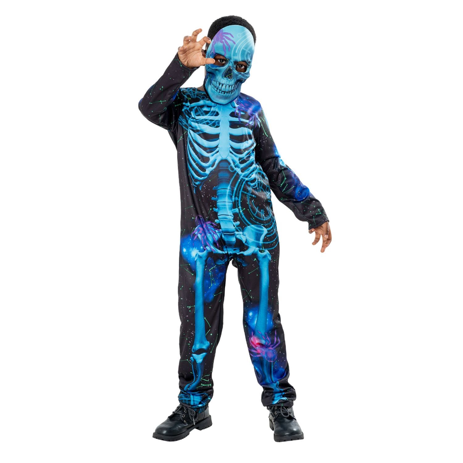 Bristol Novelty Boys Skeleton Costume - Black/Blue / 7+