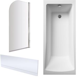 Square Single Ended 1700x700 Shower Bath Set - Chrome, Leg Set