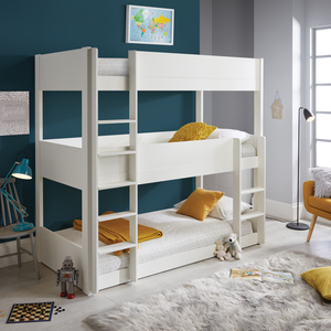 Snowdon White Three Tier Bunk Bed With Pocket Mattresses