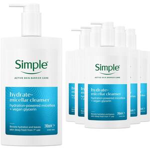 Simple Hydrate+ Micellar Cleanser Gentle Refreshing Face Wash 240ml, 6 Pack