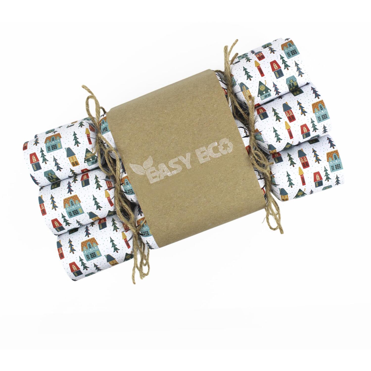 Purely Home Easy Eco Plastic-Free Winter Houses Christmas Crackers - Set Of 6 - White