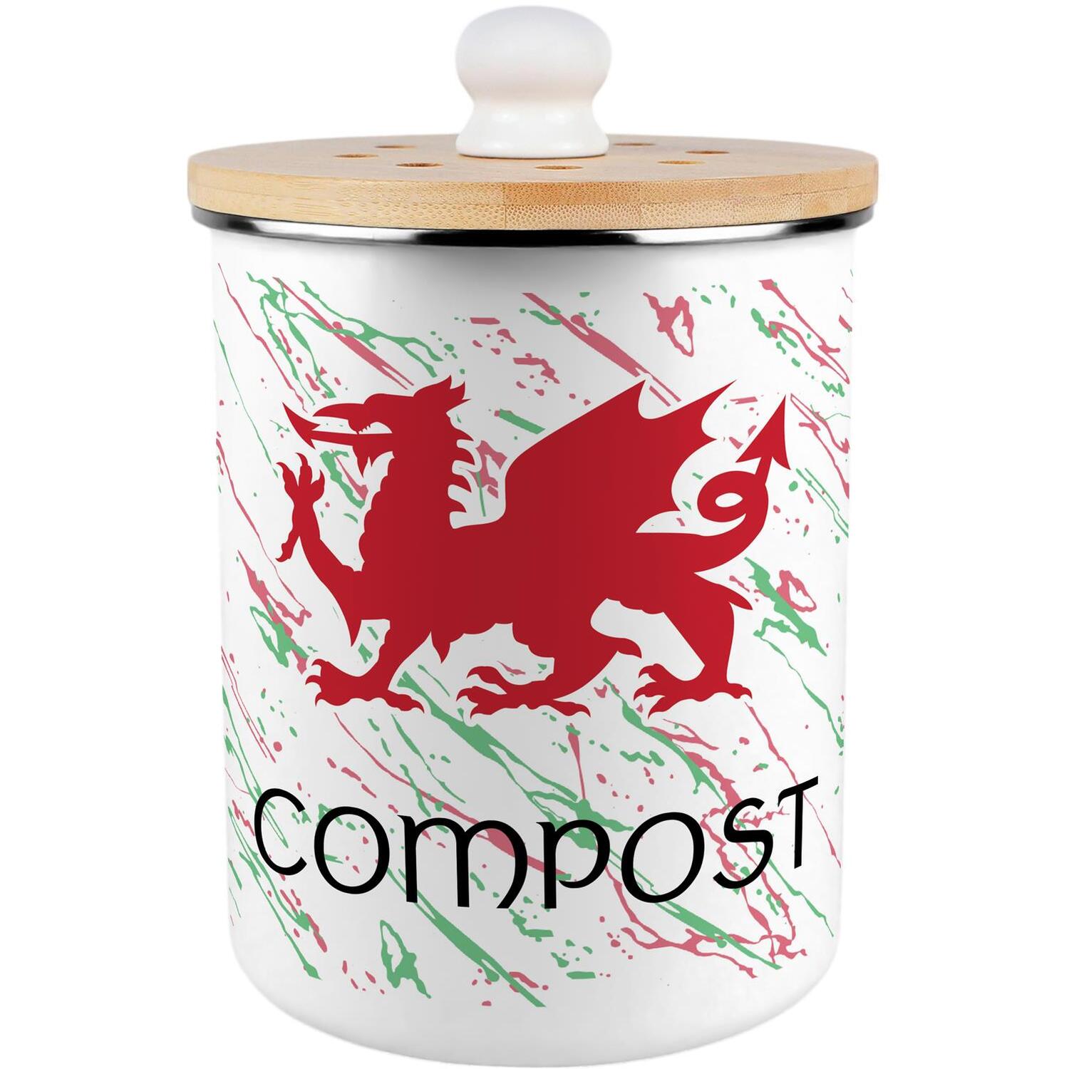 B&Q - Welsh Dragon Compost CaddyEnamel 2L Kitchen Food Bin - Image 2