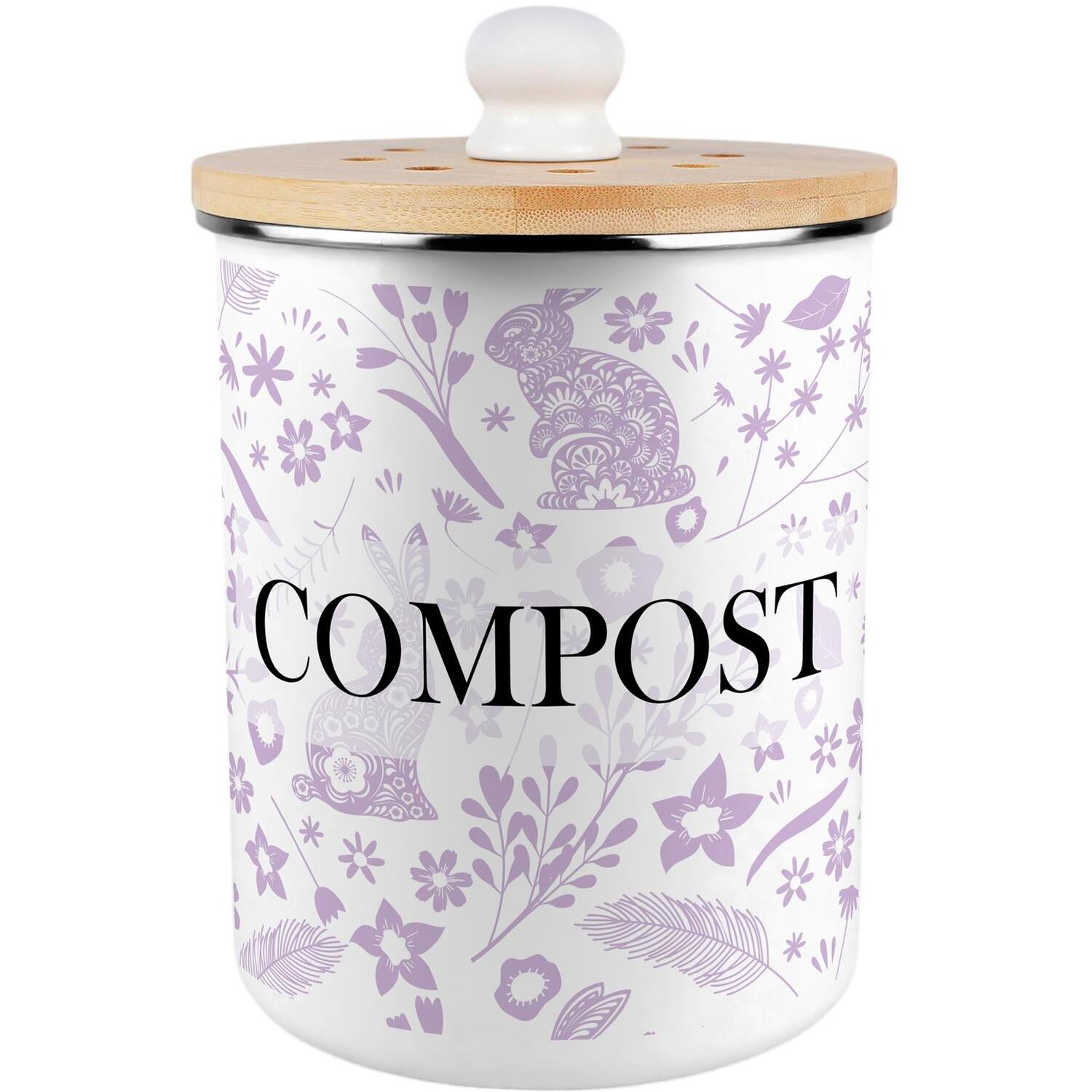 Purely Home Toller 2L Compost Caddy - Lilac Wild Rabbits, Multi - Image 3