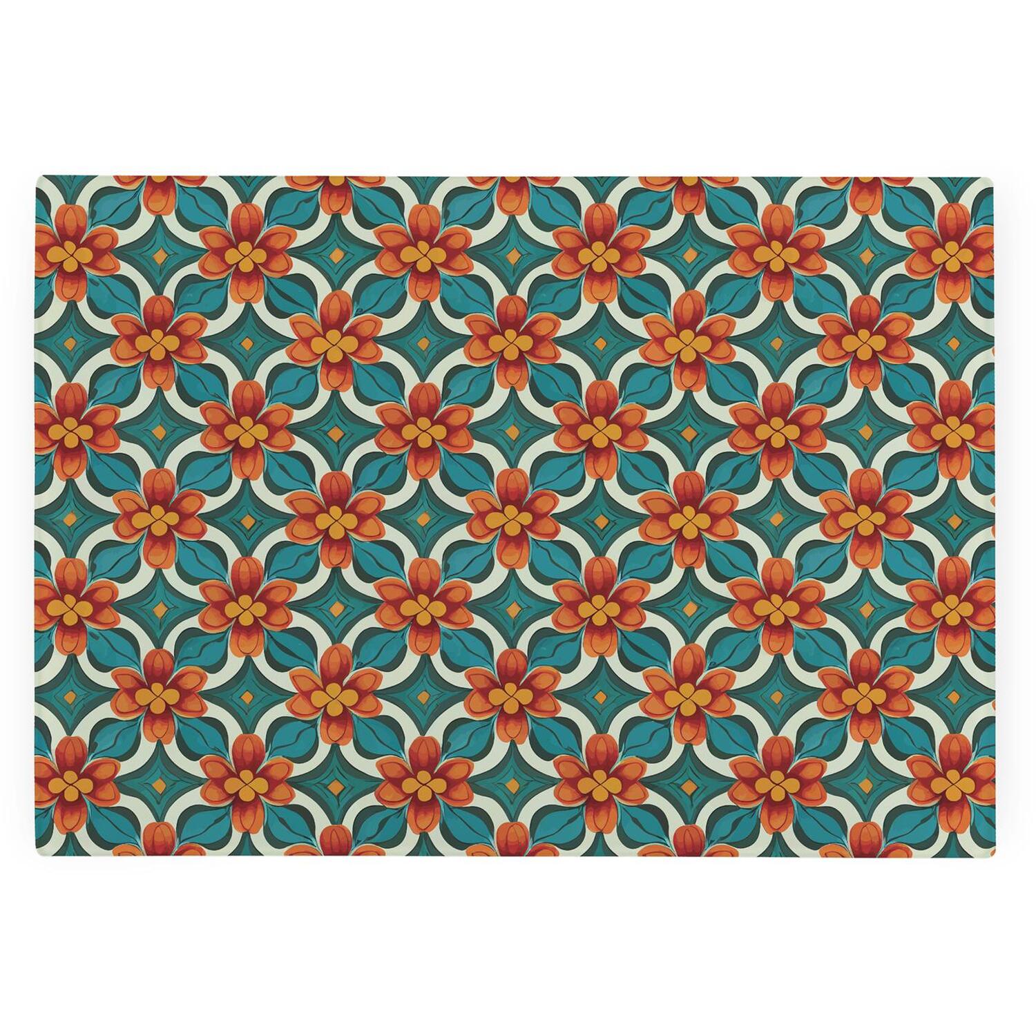 Image of Orange Floral Tile Smooth Glass Worktop&hellip;