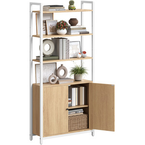 VASAGLE 6 Tier Bookcase with Door Adjustable Shelves