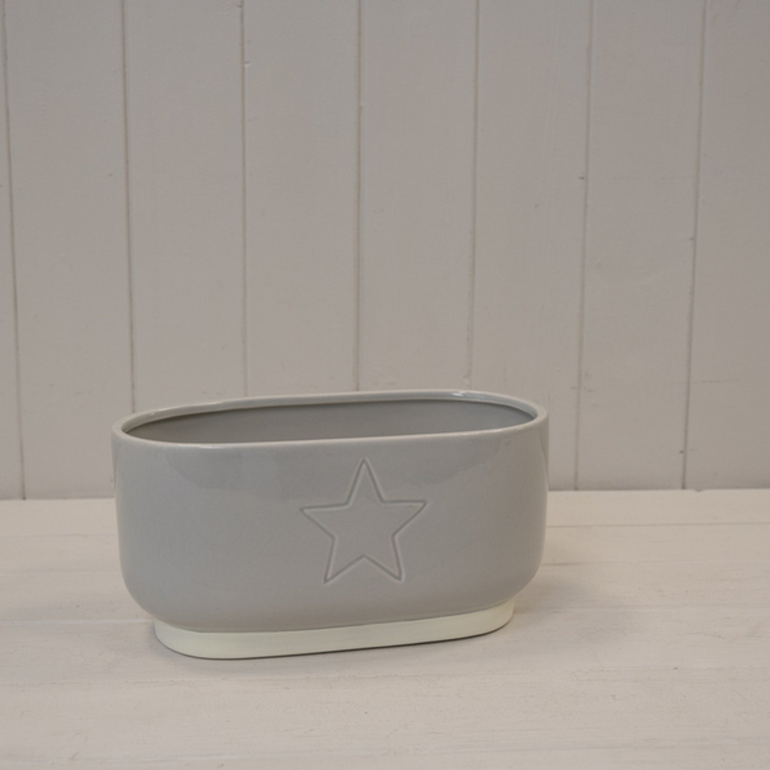 Kdmd Warm Grey Debossed Star Trough - Grey
