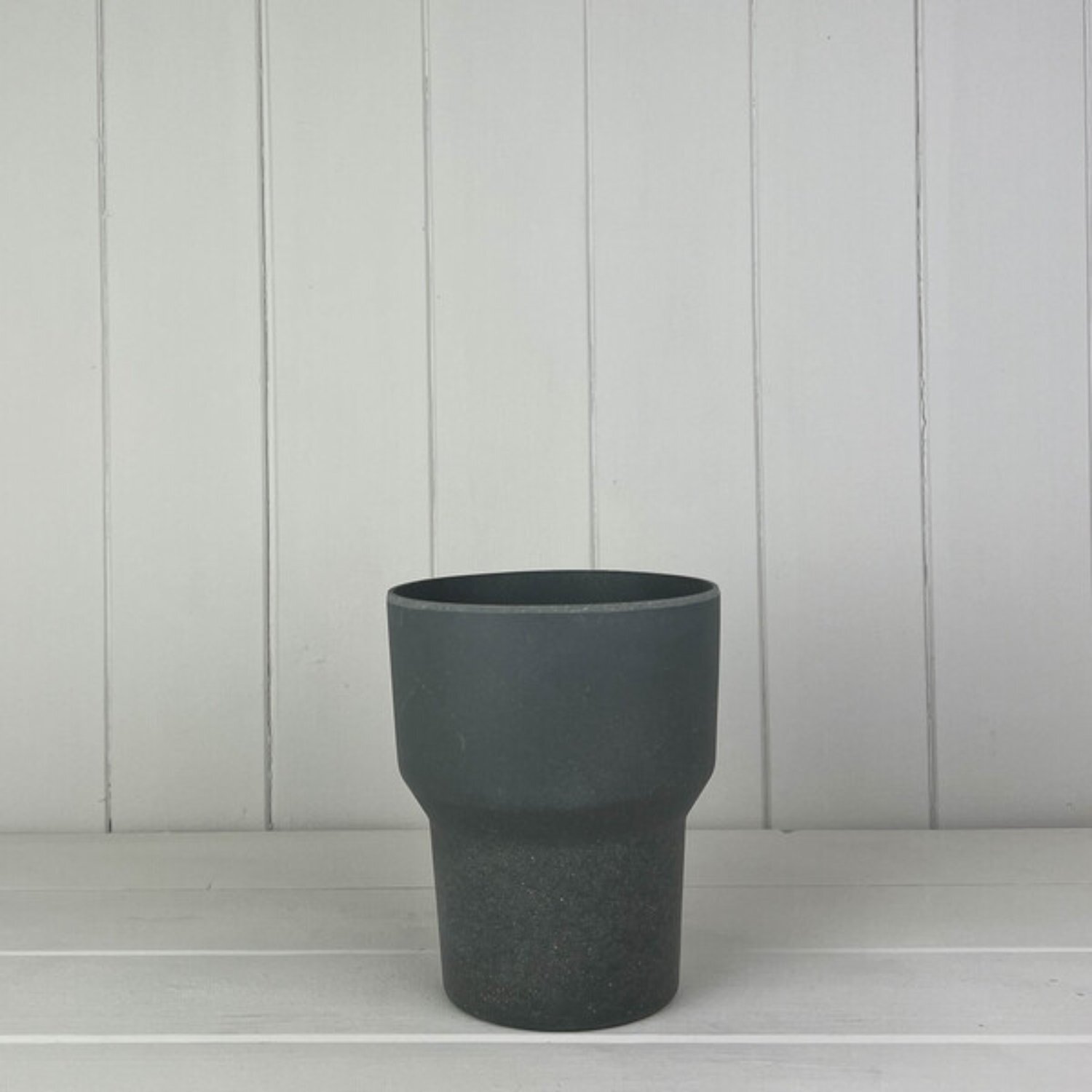 KDMD Earthy Anthracite Bamboo Minimalist Orchid Pot in Grey