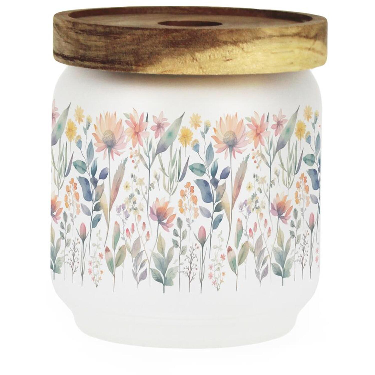 Image of Pastel Flowers Small Glass Storage Jar&hellip;