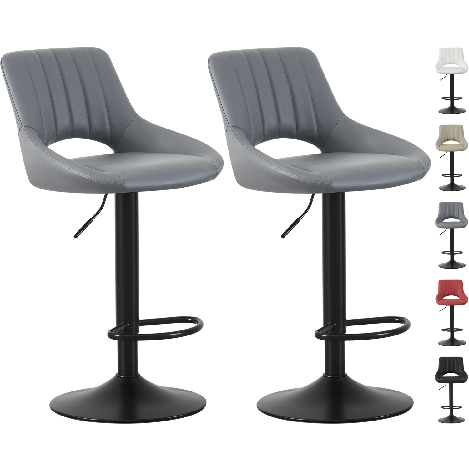 Mcc Direct Unisex Grey Set Of Height Adjustable Kitchen Bar Stools Breakfast Chairs Stella In Size 2 - Image 5