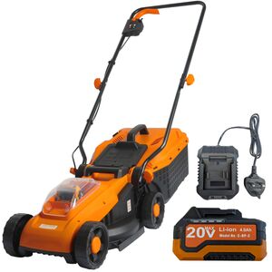 Cordless Lawnmower 4.0Ah Battery & Charger - 330mm cut, 3 heights, 30L collection box