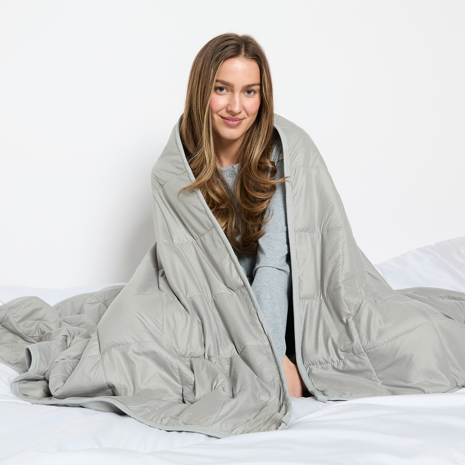 OHS Supersoft Sensory 10kg Weighted Blanket Sleep Therapy in Silver | Size: 150 cm × 200 cm