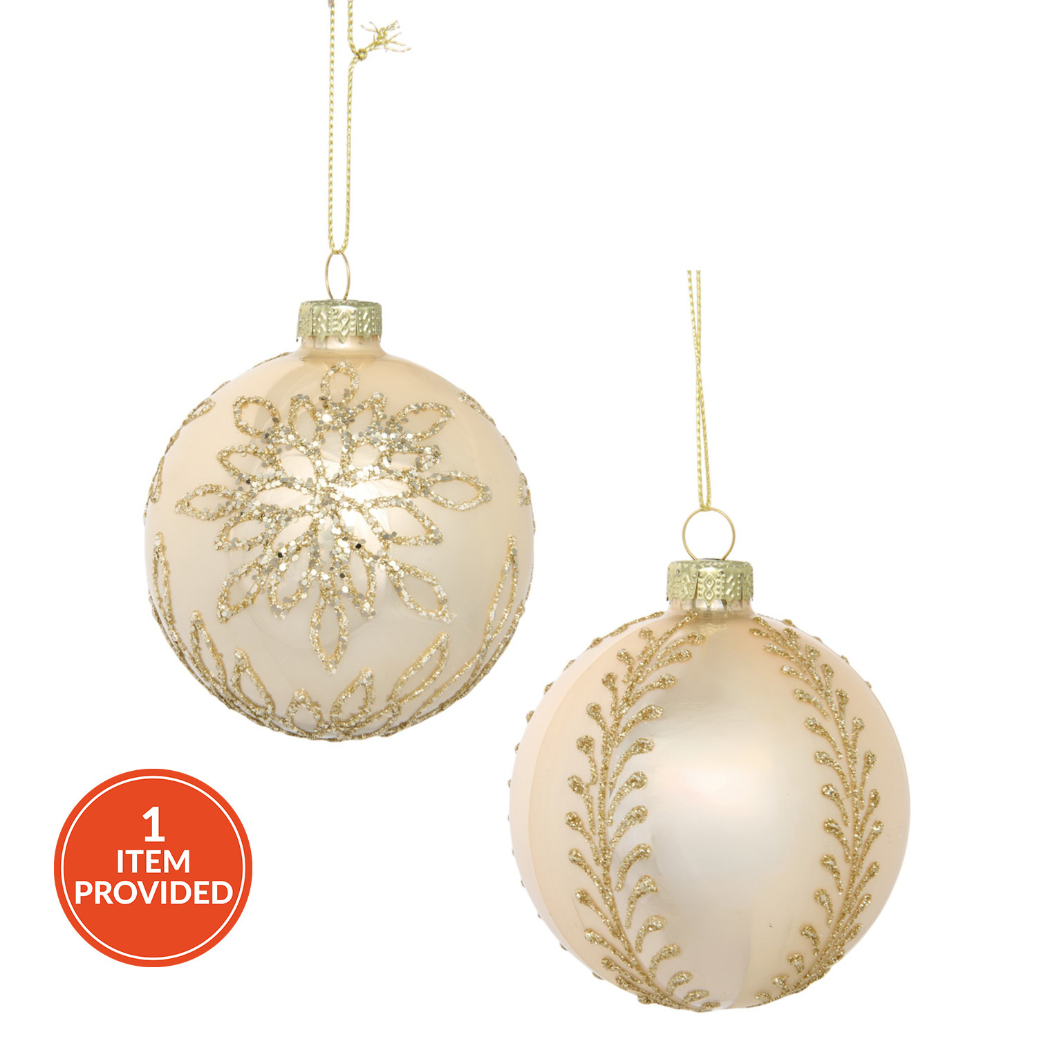 Diamond Of The Season Shiny Champagne Gold Leaf Bauble