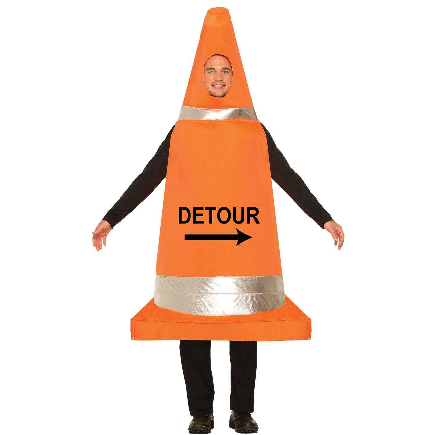 Bristol Novelty Unisex Traffic Cone Costume - Orange/Silver/Black