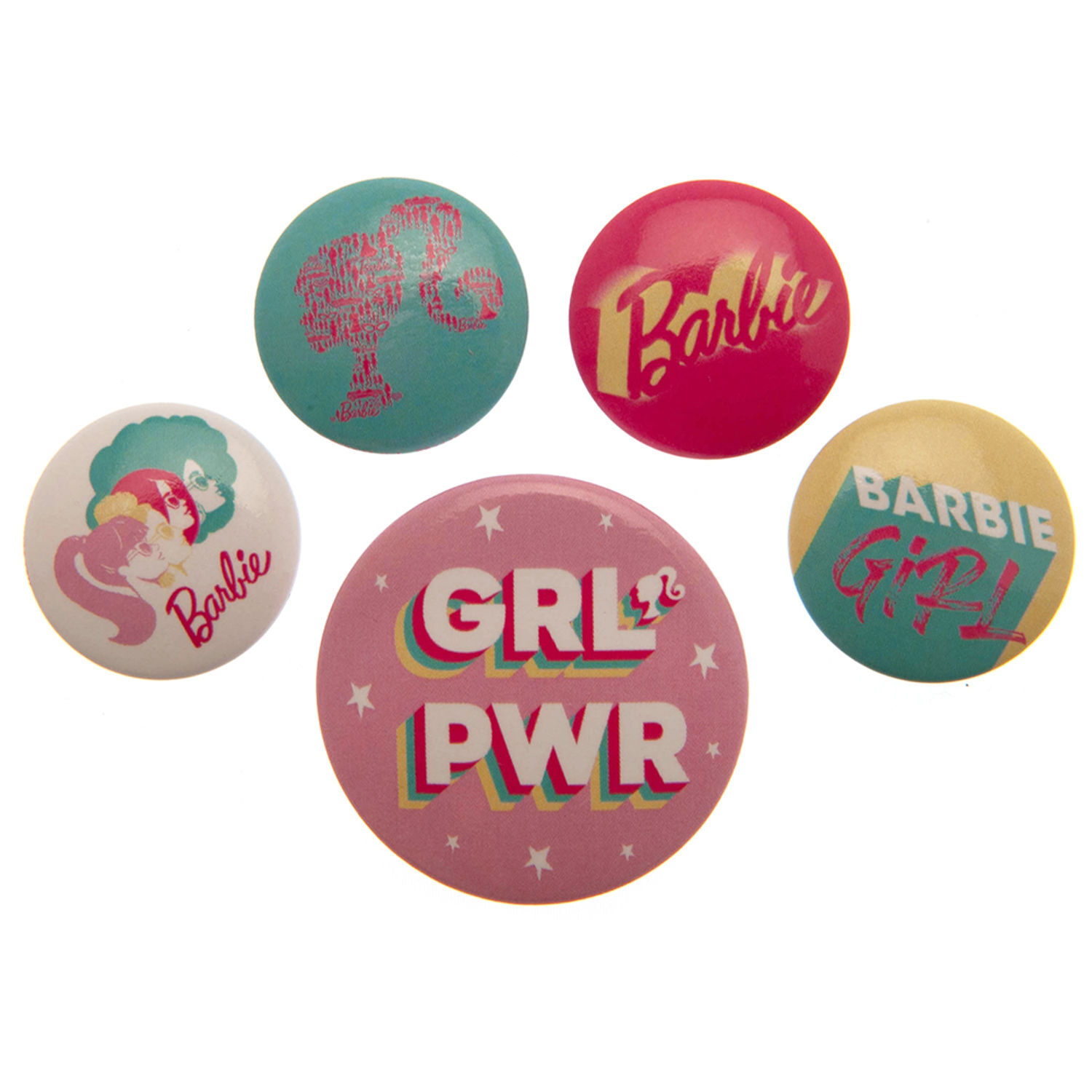Barbie Assorted Designs Badge Set - Pink/Blue/White - Image 1