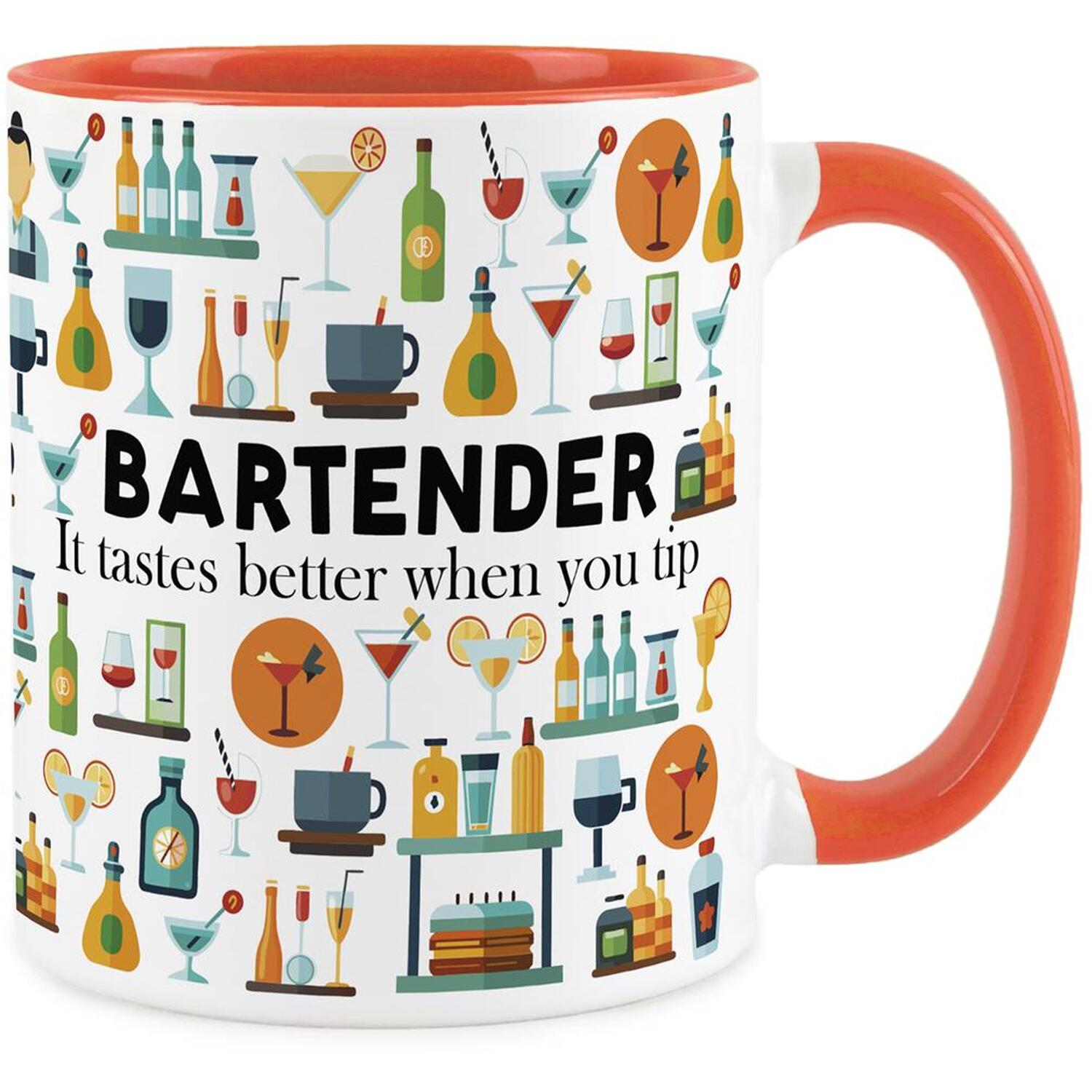 Purely Home Novelty Bartender Orange Mug - Coffee/Tea Ceramic Cup Gift - Orange - Image 1