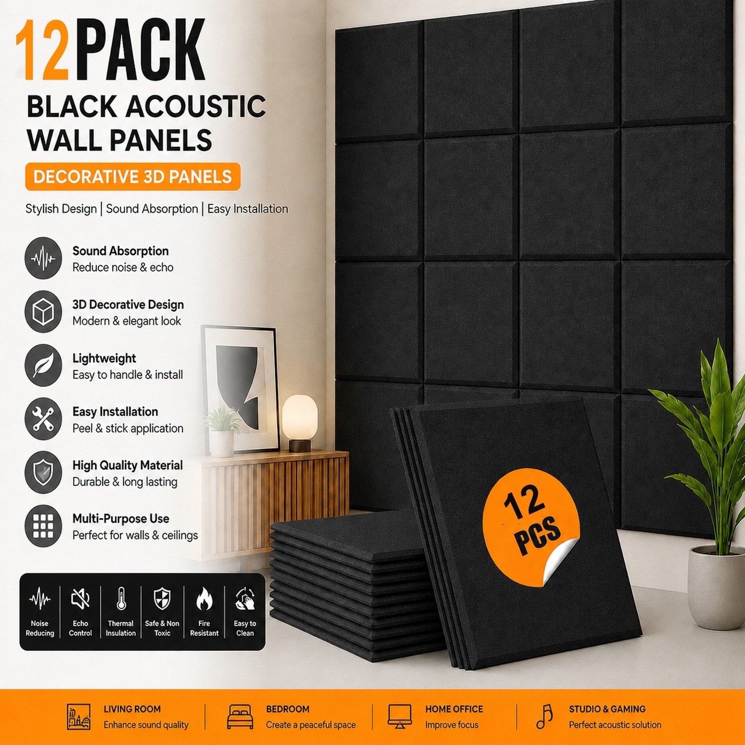 Atek Wall Panels - Black