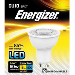 Energizer LED GU10 5.8w 560lm Light Bulb Cap Daylight
