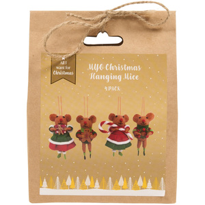Pack of 4 Make-Your-Own Christmas Hanging Mice