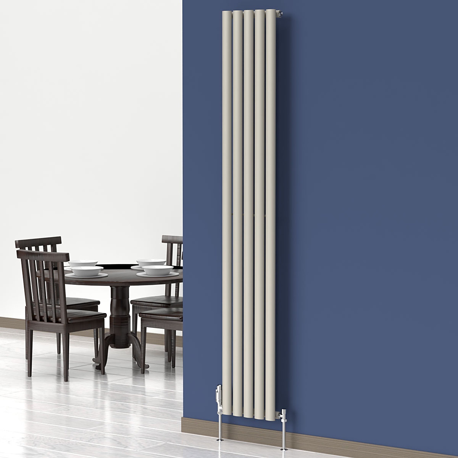 Lux Heat Oval Coloured Vertical Radiator - Dune Grey - 1800mm x 300mm (Single) - Dune Grey