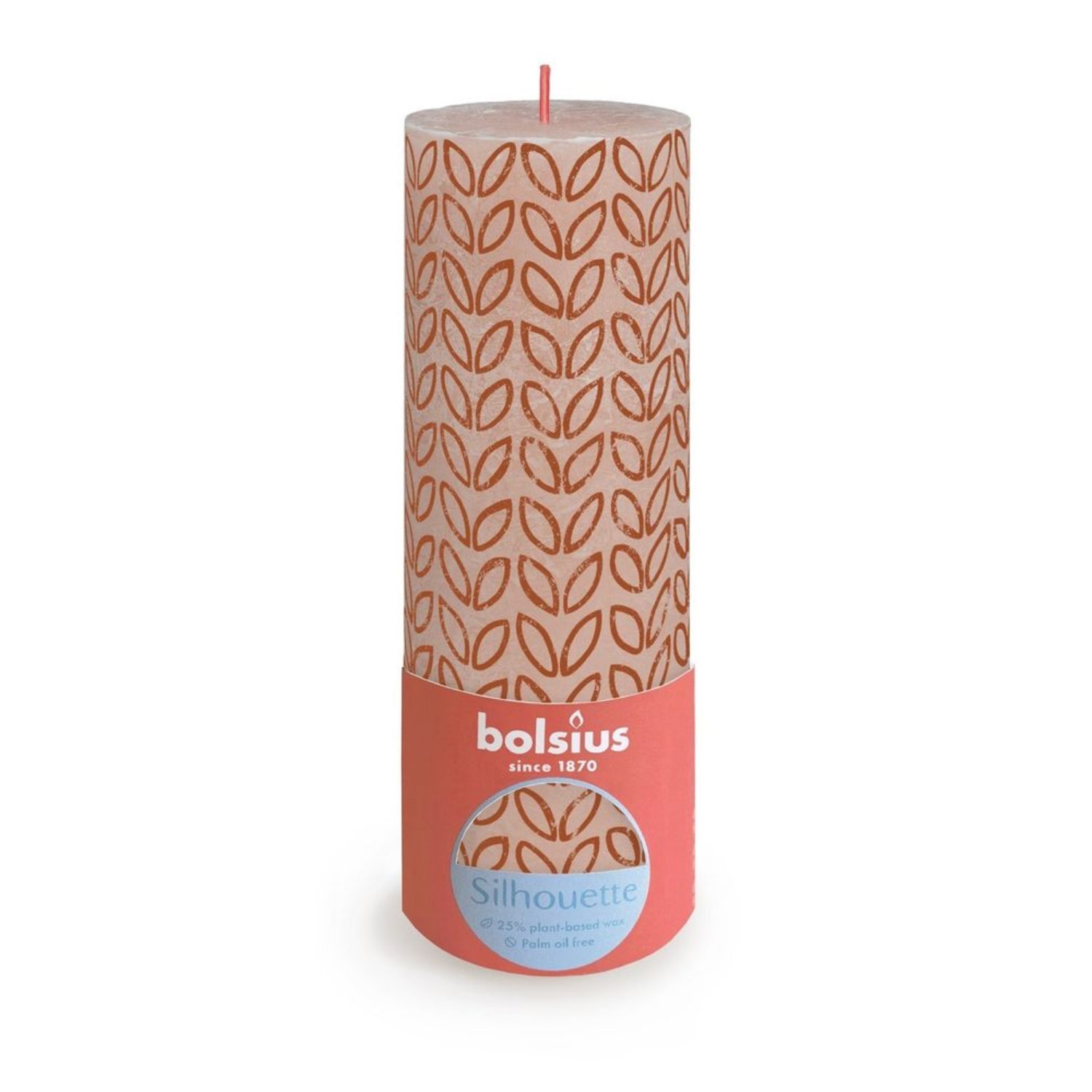 Kdmd Medium Misty Bolsius Rustic Silhouette Pillar Candle - Pale Pink - Image 1